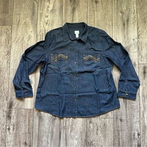 NWT Bronze Denim Joanie top - Chico’s [H3R]